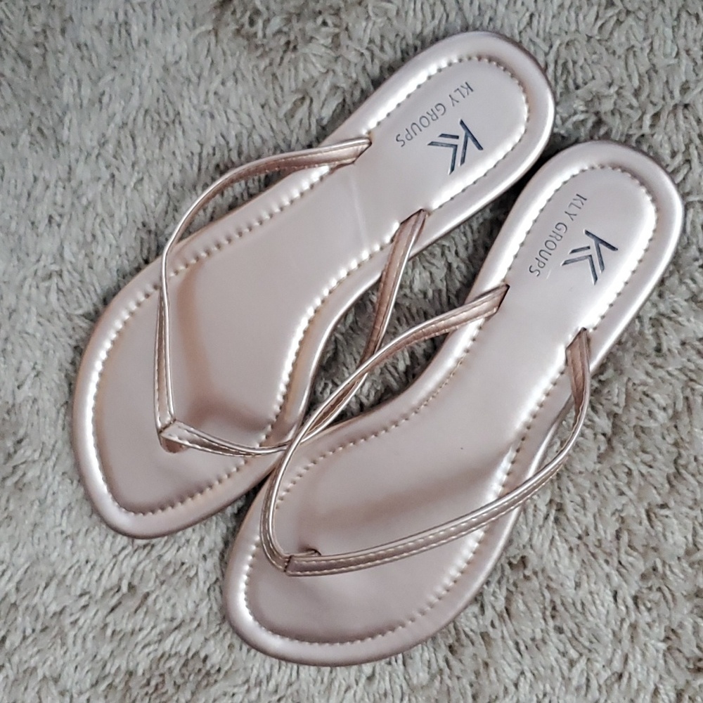 Rose gold strappy sandals